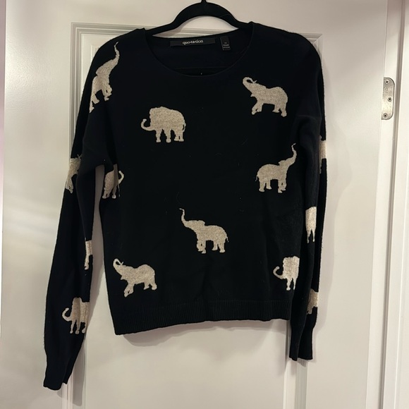 quotation Sweaters - Quotation 100% Cashmere Elephant Print Pull Over Sweater